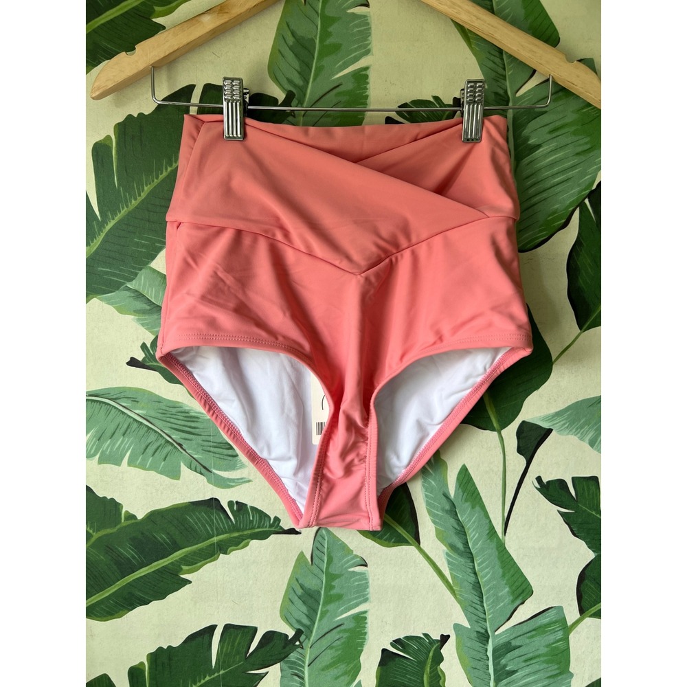 Coral Reef High Rise Swim Bikini Bottoms Women S Pink NWT